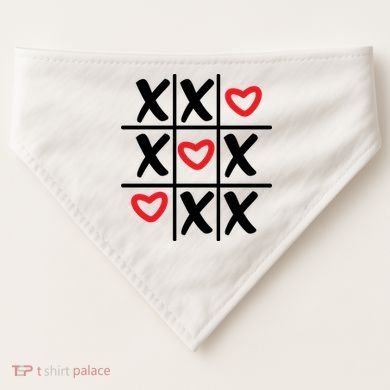 Tictac Toe Heart Valentines Day Gift USA-Made Doggie Bandana