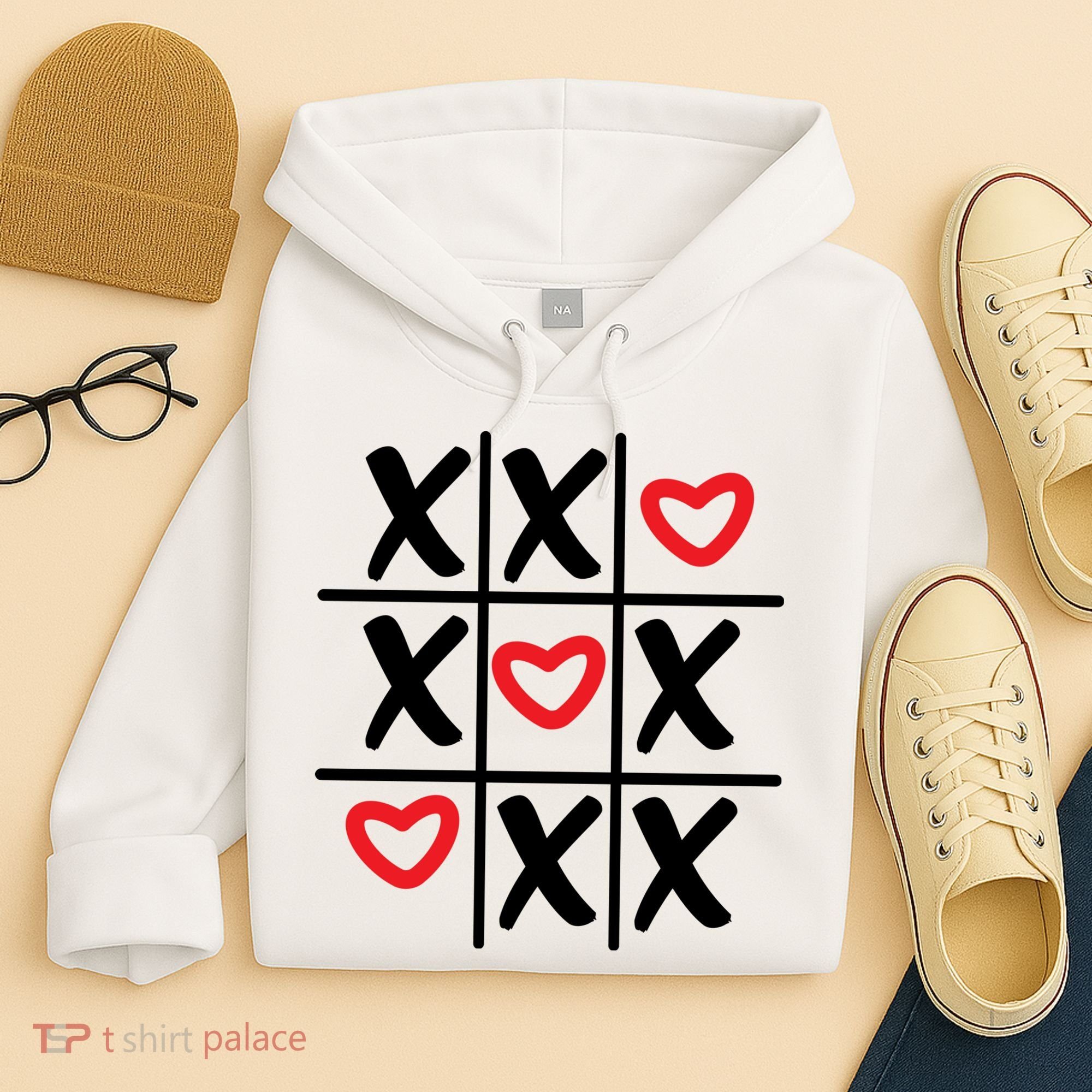 Tictac Toe Heart Valentines Day Gift Hoodie