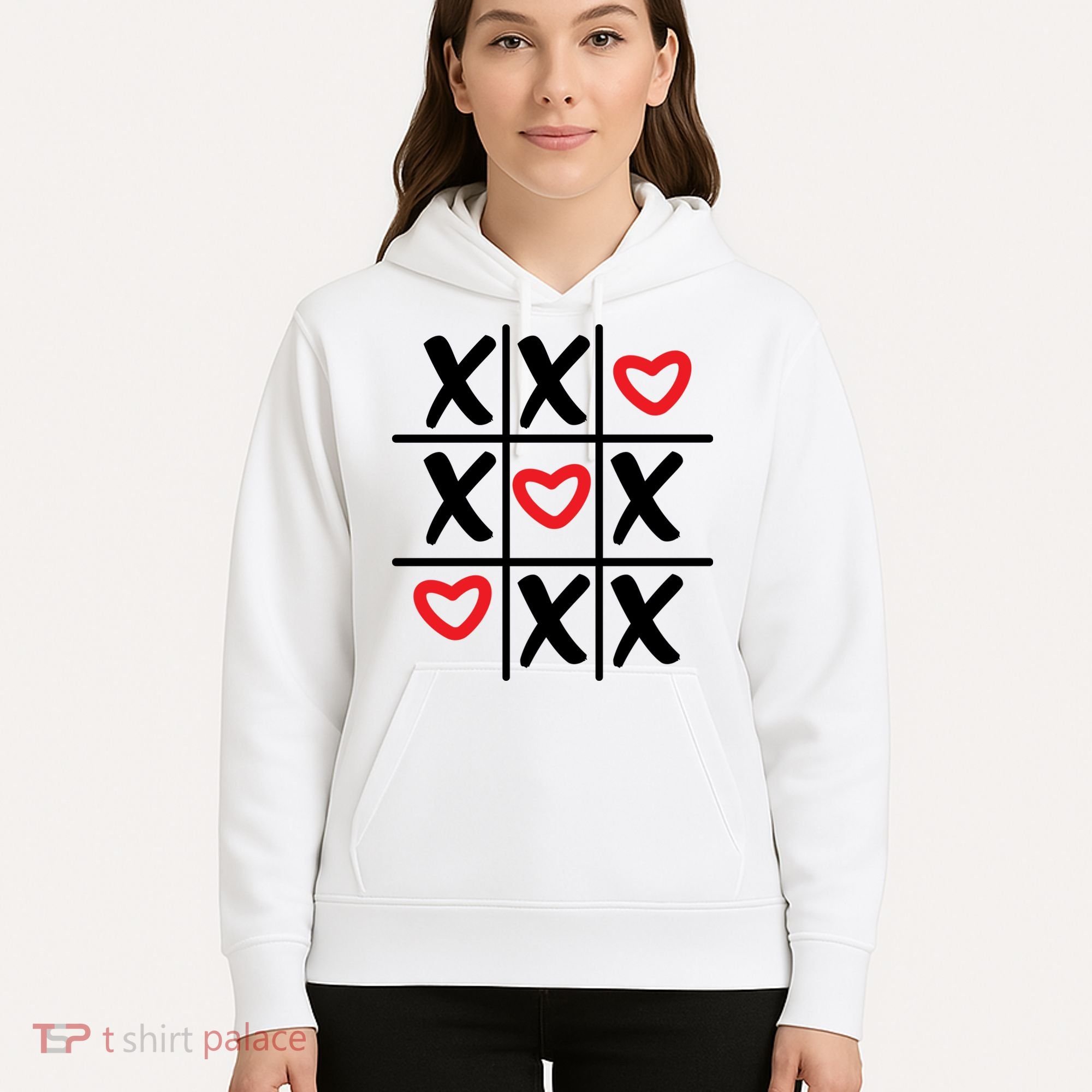 Tictac Toe Heart Valentines Day Gift Hoodie