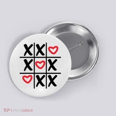 Tictac Toe Heart Valentines Day Gift Button