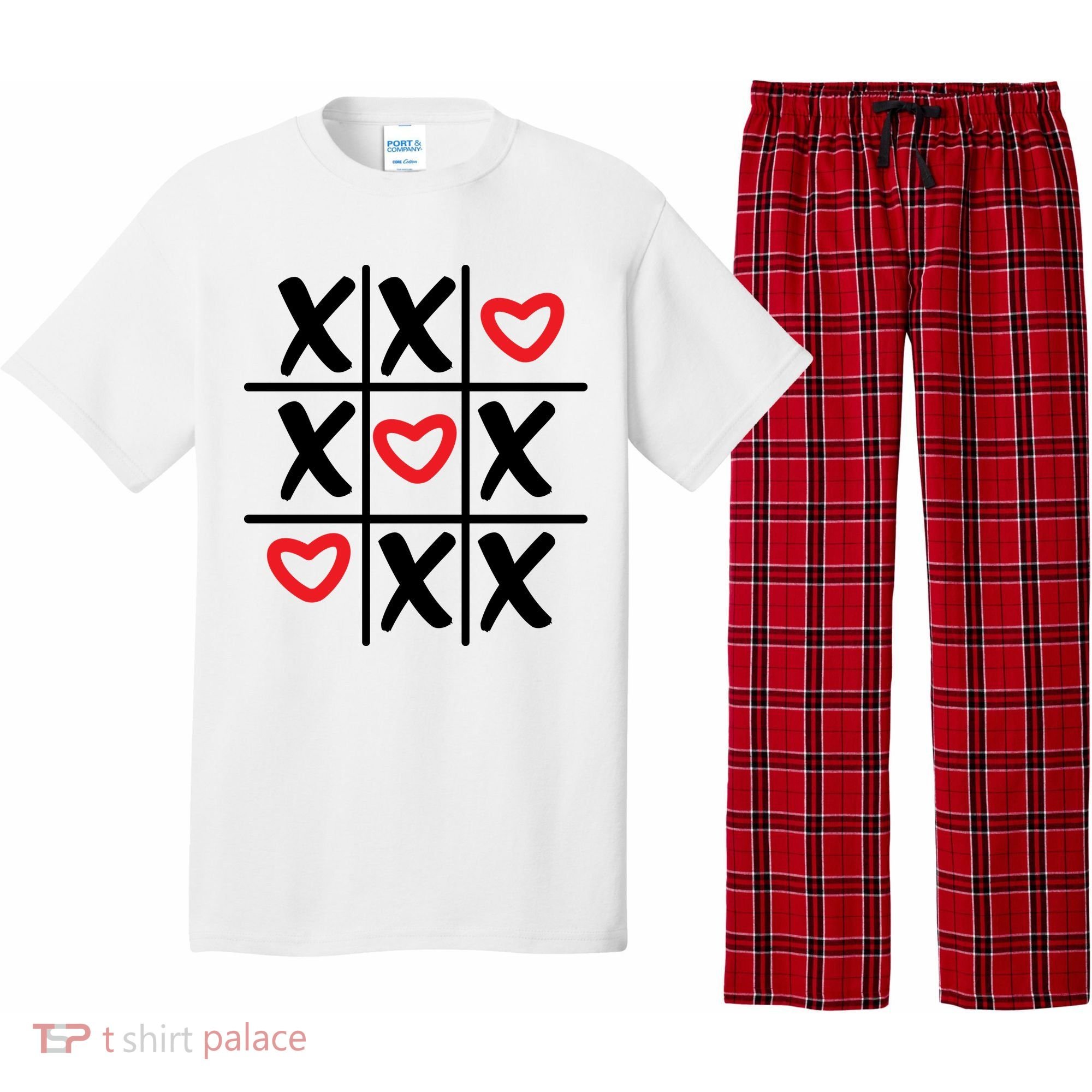 Tictac Toe Heart Valentines Day Gift Pajama Set