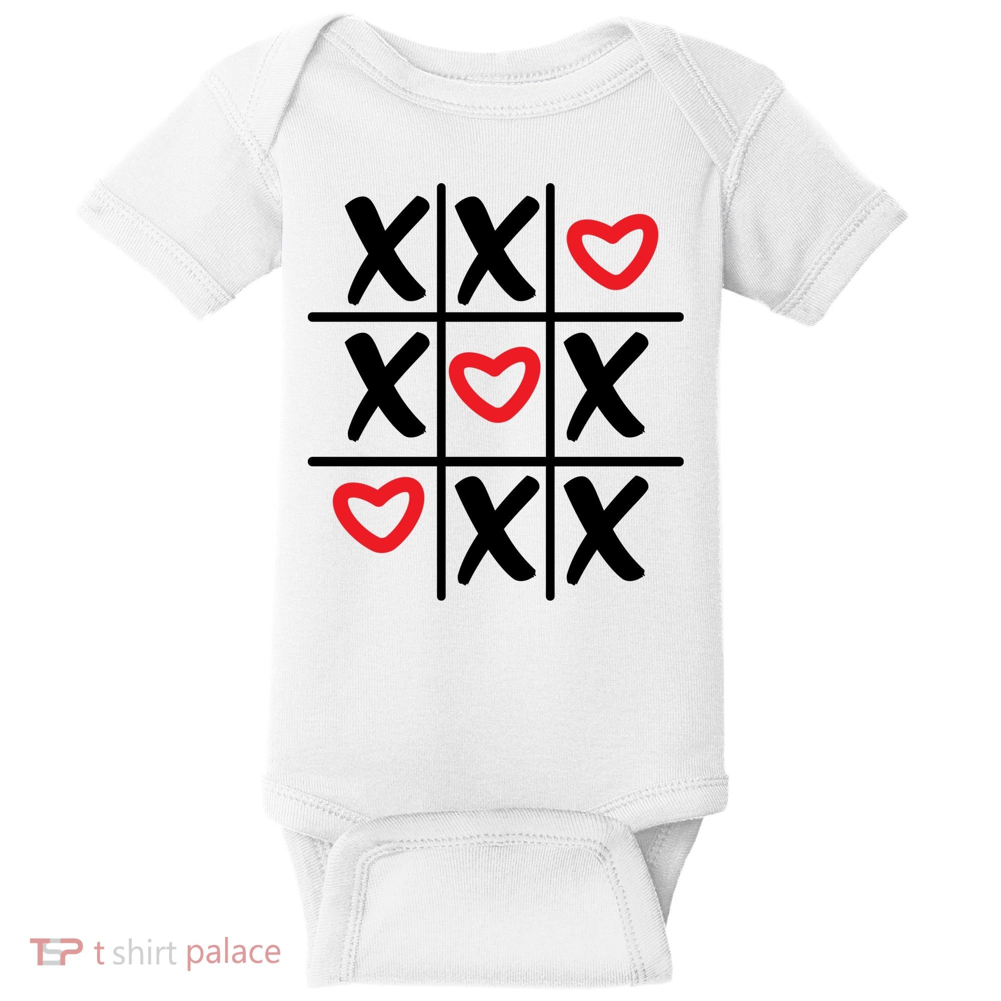 Tictac Toe Heart Valentines Day Gift Baby Bodysuit