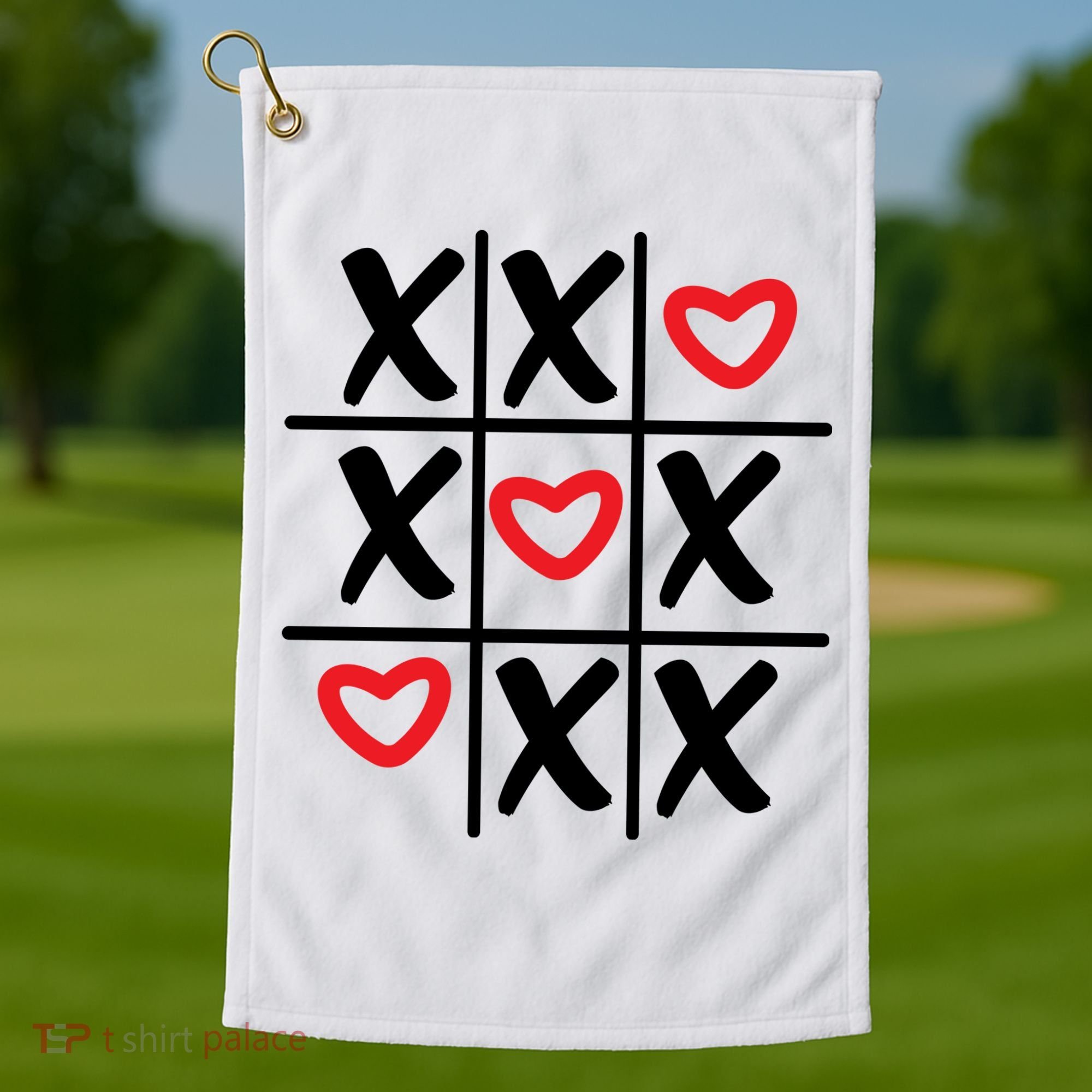 Tictac Toe Heart Valentines Day Gift Golf Towel