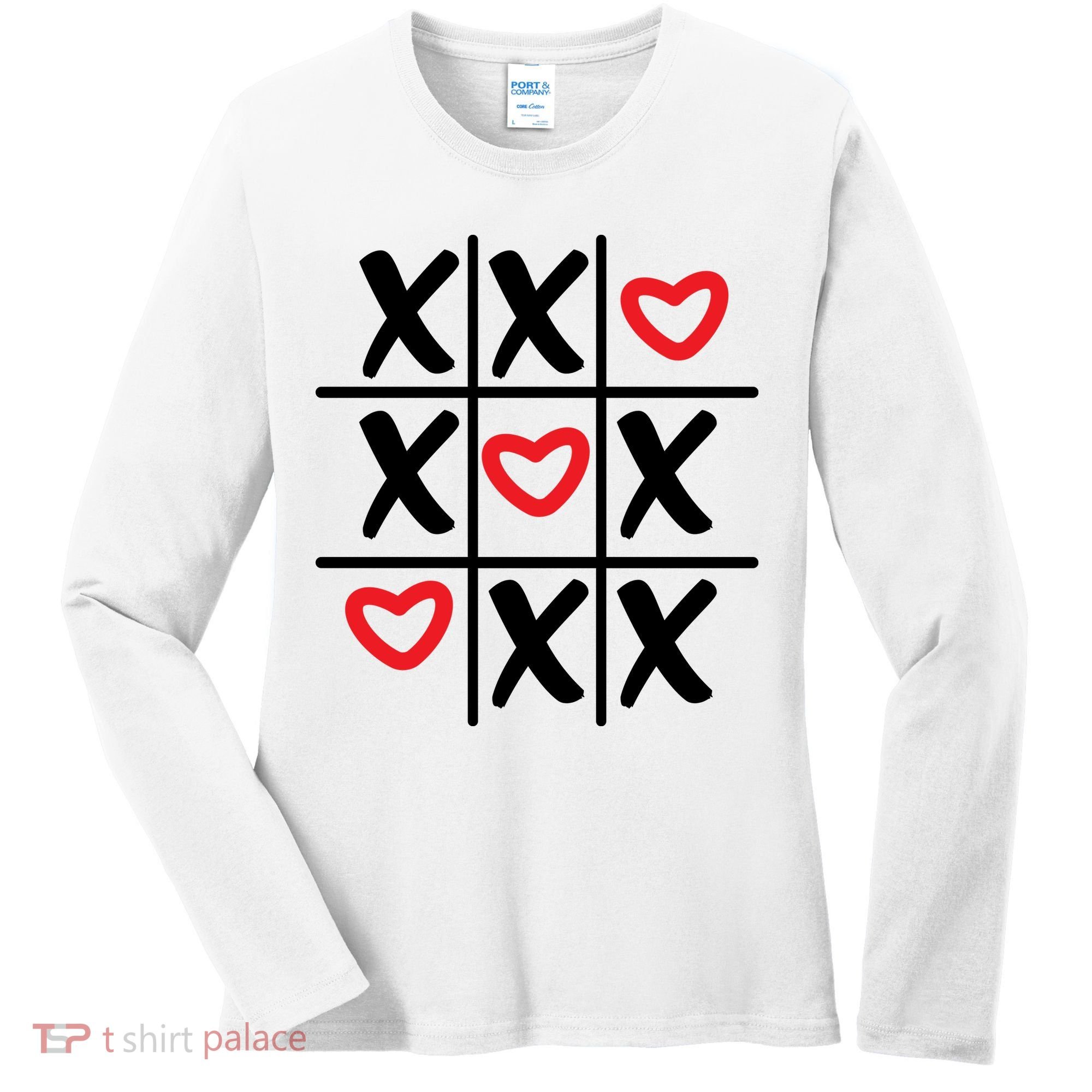 Tictac Toe Heart Valentines Day Gift Women's Long Sleeve Shirt