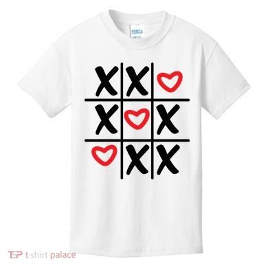 Tictac Toe Heart Valentines Day Gift Kids T-Shirt