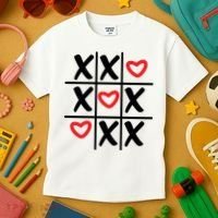 Tictac Toe Heart Valentines Day Gift Kids T-Shirt thumb 3
