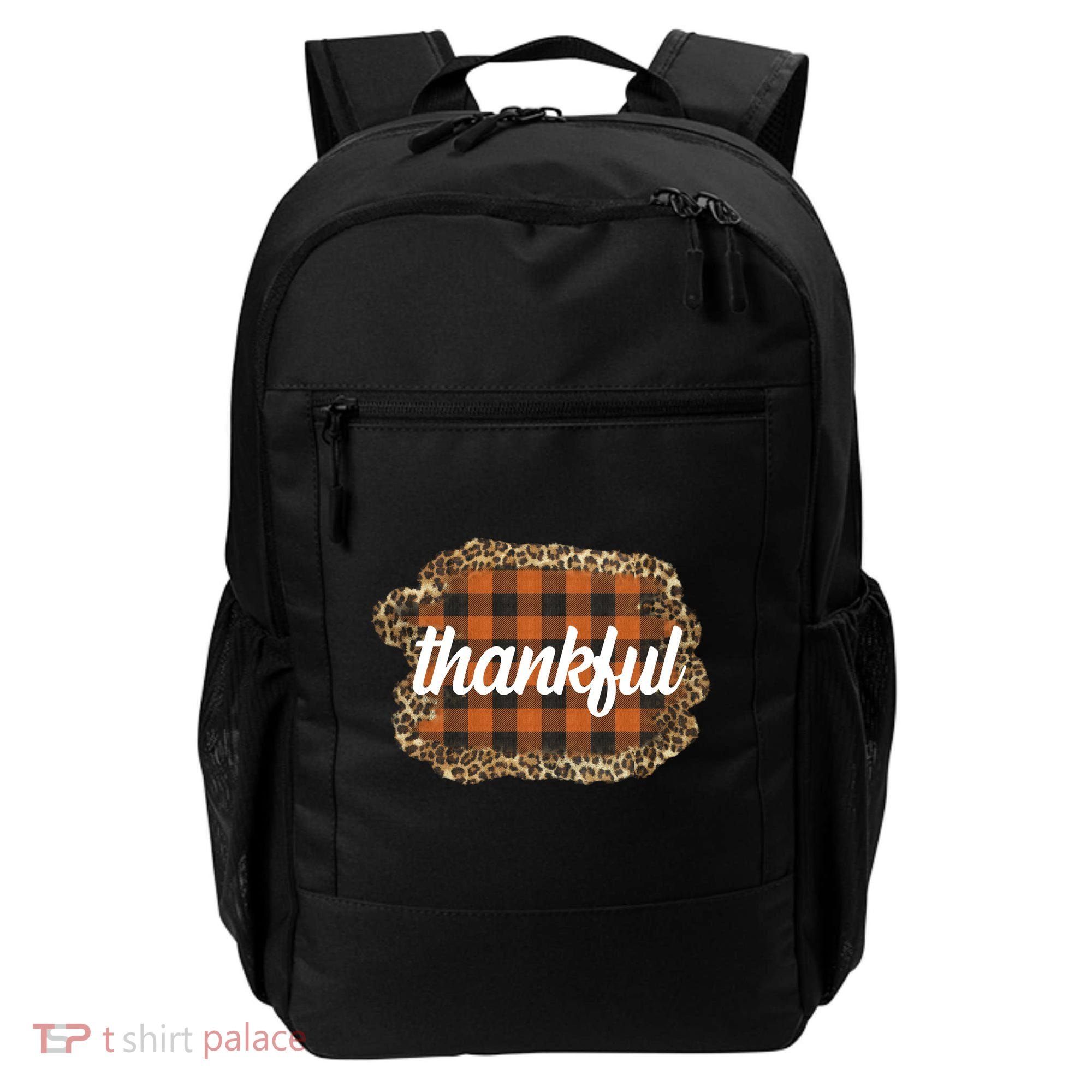 Thankful Thanksgiving Holiday Cheetah Plaid Backpack