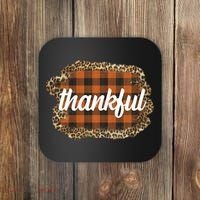 Thankful Thanksgiving Holiday Cheetah Plaid Coaster thumb 0
