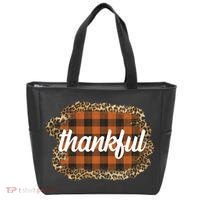 Thankful Thanksgiving Holiday Cheetah Plaid Tote Bag thumb 0