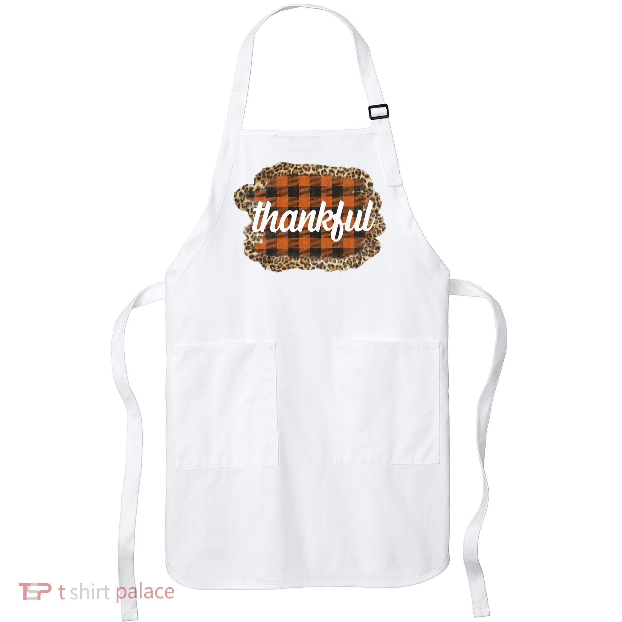 Thankful Thanksgiving Holiday Cheetah Plaid Apron