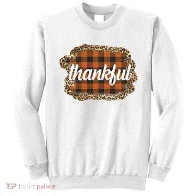 Thankful Thanksgiving Holiday Cheetah Plaid Sweatshirt