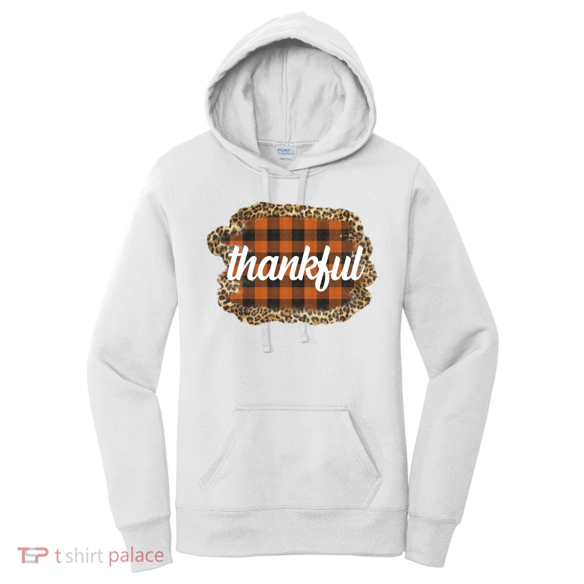 Thankful Thanksgiving Holiday Cheetah Plaid Women's Hoodie