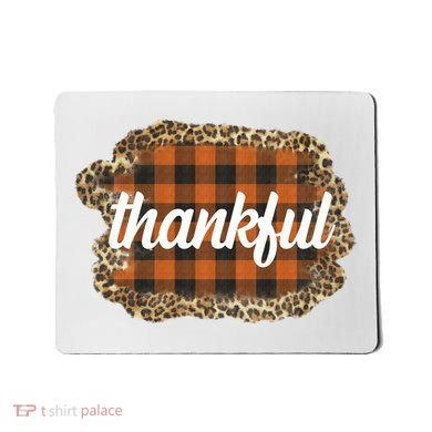 Thankful Thanksgiving Holiday Cheetah Plaid Mousepad