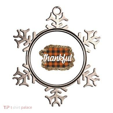 Thankful Thanksgiving Holiday Cheetah Plaid Ornament
