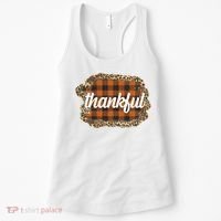 Thankful Thanksgiving Holiday Cheetah Plaid Women's Tank Top thumb 0