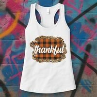 Thankful Thanksgiving Holiday Cheetah Plaid Women's Tank Top thumb 3