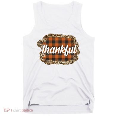 Thankful Thanksgiving Holiday Cheetah Plaid Tank Top
