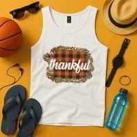 Thankful Thanksgiving Holiday Cheetah Plaid Tank Top thumb 4