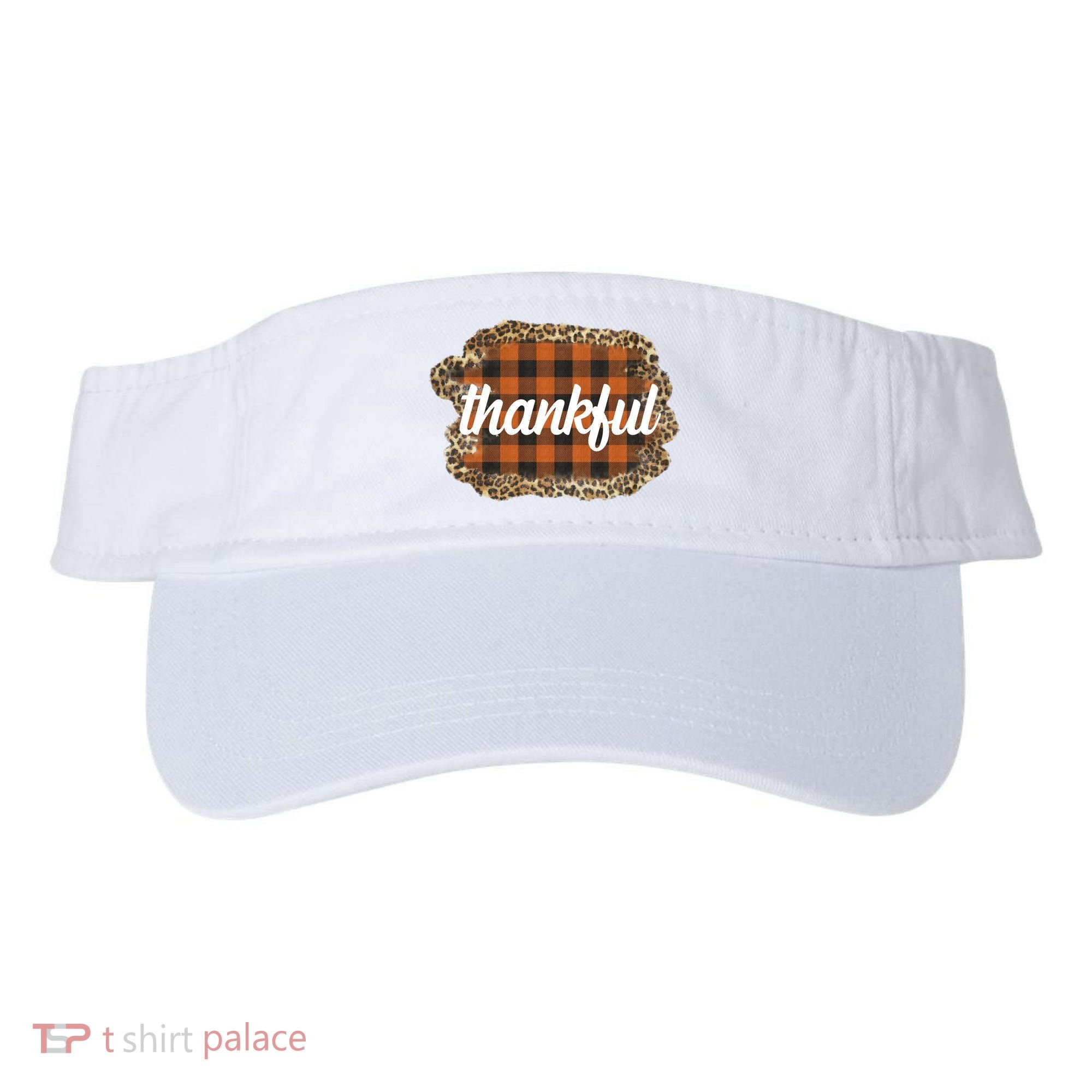 Thankful Thanksgiving Holiday Cheetah Plaid Visor