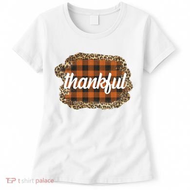 Thankful Thanksgiving Holiday Cheetah Plaid Women's T-Shirt