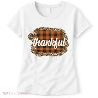 Thankful Thanksgiving Holiday Cheetah Plaid Women's T-Shirt thumb 0