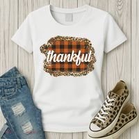 Thankful Thanksgiving Holiday Cheetah Plaid Women's T-Shirt thumb 3
