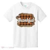 Thankful Thanksgiving Holiday Cheetah Plaid Kids T-Shirt thumb 0