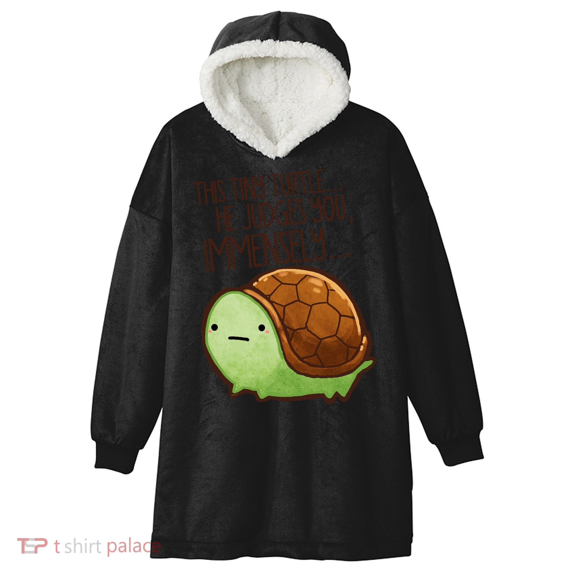 This Turtle.. He Judges You. Hooded Wearable Blanket