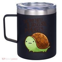 This Turtle.. He Judges You. 12oz Stainless Steel Coffee Mug thumb 2
