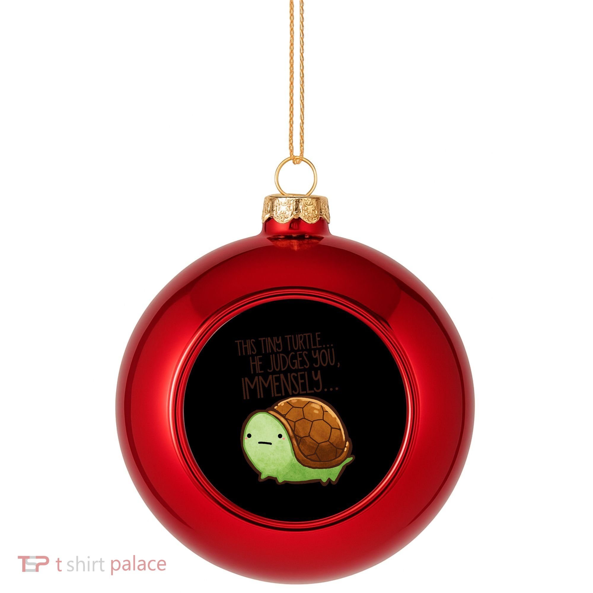 This Turtle.. He Judges You. Plastic Christmas Ball Ornament