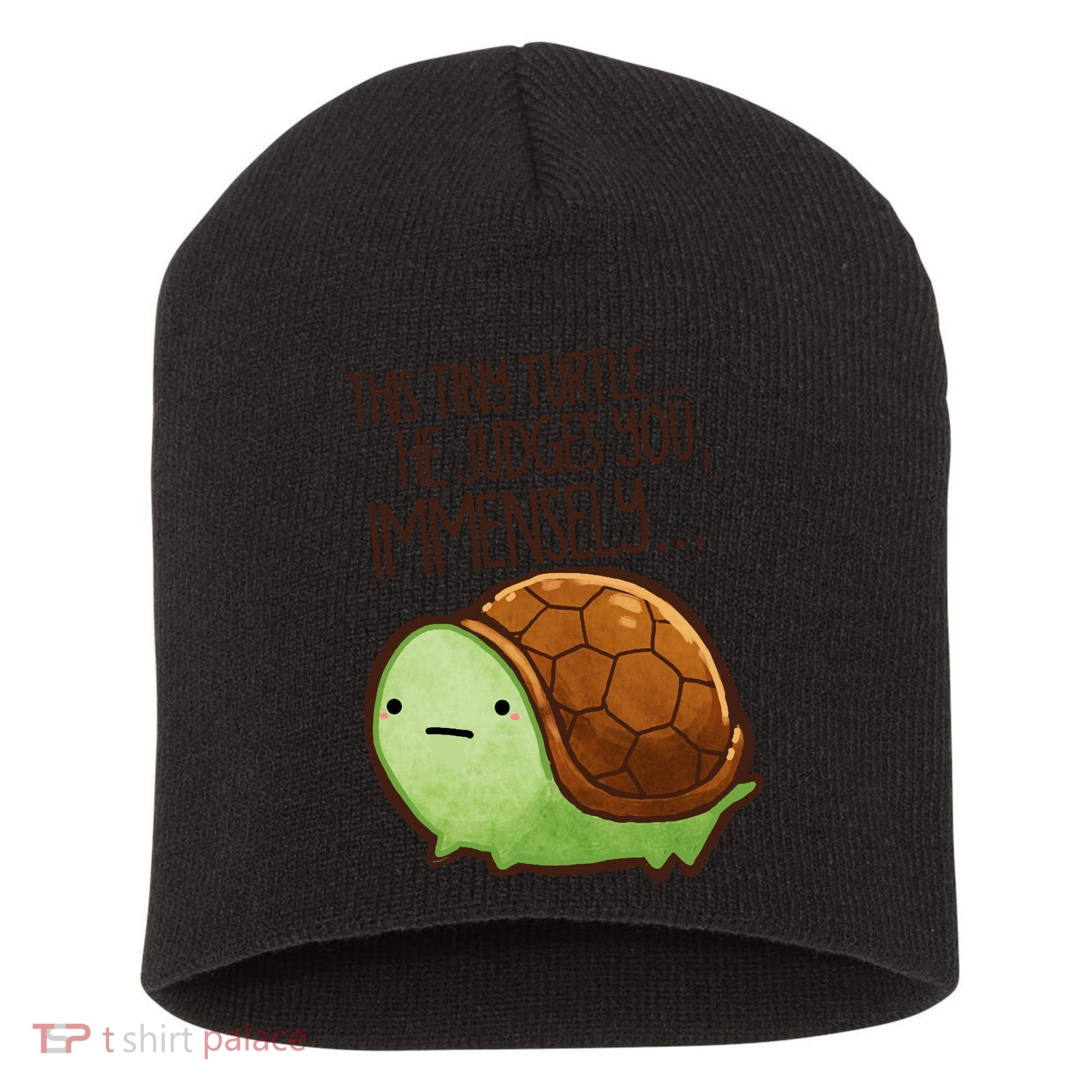 This Turtle.. He Judges You. Short Acrylic Beanie