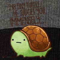 This Turtle.. He Judges You. Pom Pom 12in Knit Beanie thumb 2