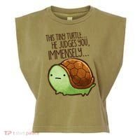 This Turtle.. He Judges You. Garment-Dyed Women's Muscle Tee thumb 0