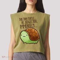 This Turtle.. He Judges You. Garment-Dyed Women's Muscle Tee thumb 2