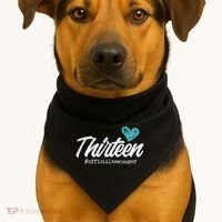Thirteen Teenager Heart Cute 13th Birthday USA-Made Doggie Bandana thumb 1