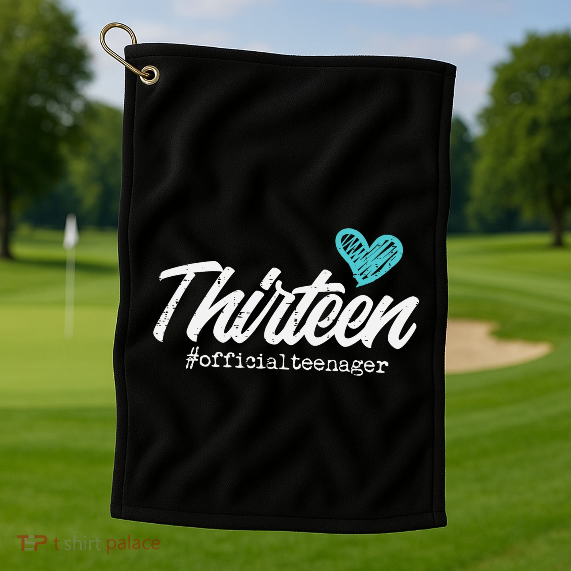 Thirteen Teenager Heart Cute 13th Birthday Golf Towel