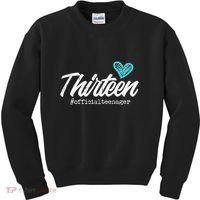 Thirteen Teenager Heart Cute 13th Birthday Kids Sweatshirt thumb 0