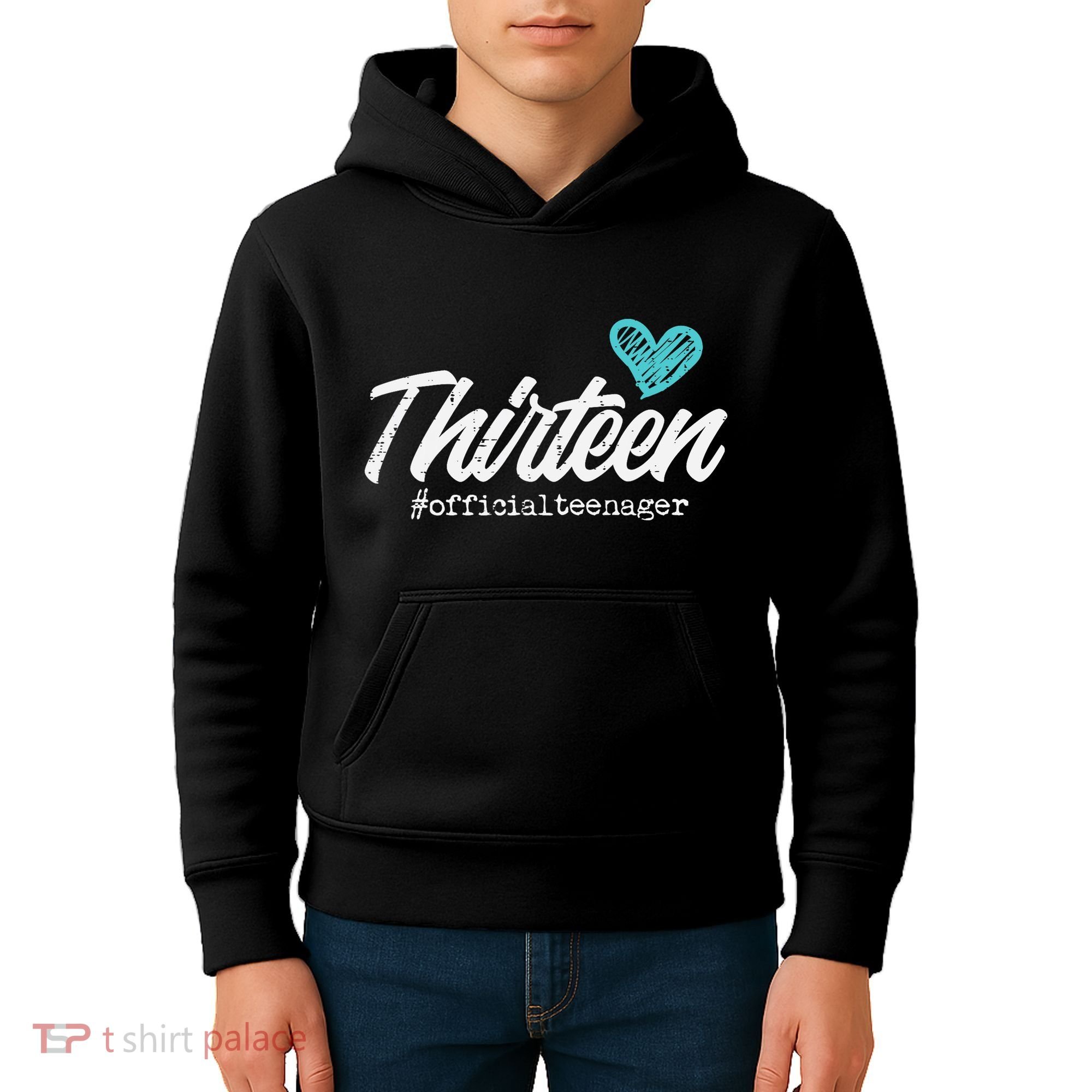 Thirteen Teenager Heart Cute 13th Birthday Kids Hoodie