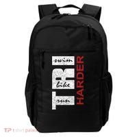 Triathletes Tri Harder Swim Bike Run Triathlon Inspired Cool Gift Backpack thumb 0