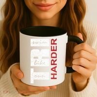 Triathletes Tri Harder Swim Bike Run Triathlon Inspired Cool Gift Coffee Mug thumb 3
