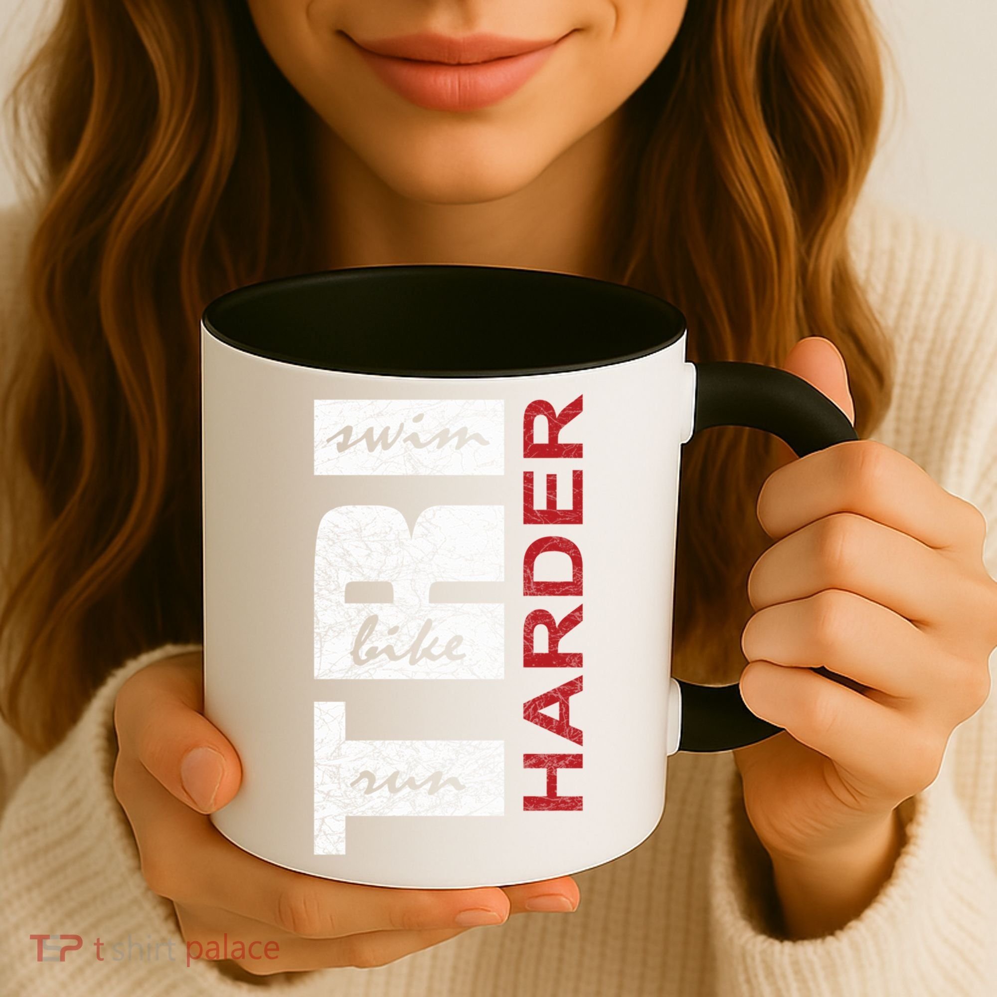 Triathletes Tri Harder Swim Bike Run Triathlon Inspired Cool Gift Coffee Mug