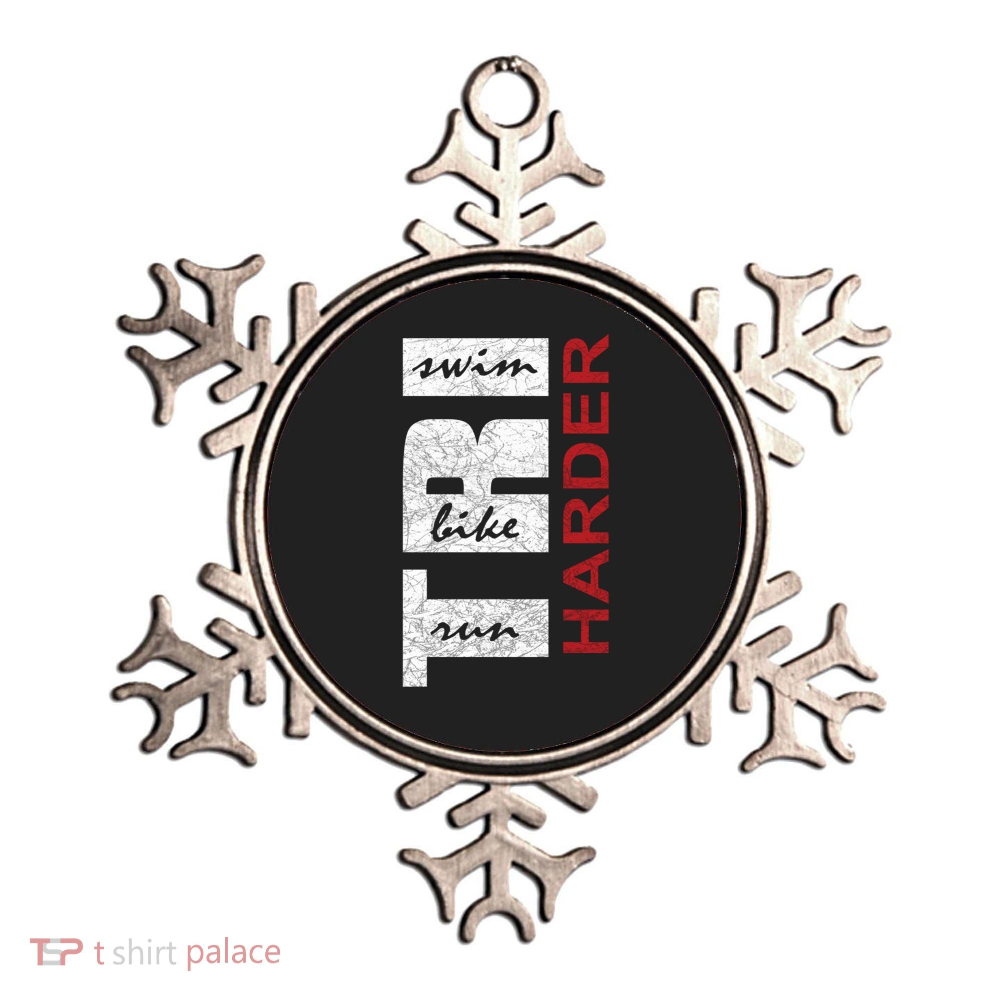 Triathletes Tri Harder Swim Bike Run Triathlon Inspired Cool Gift Ornament