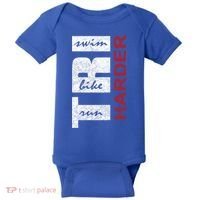 Triathletes Tri Harder Swim Bike Run Triathlon Inspired Cool Gift Baby Bodysuit thumb 0