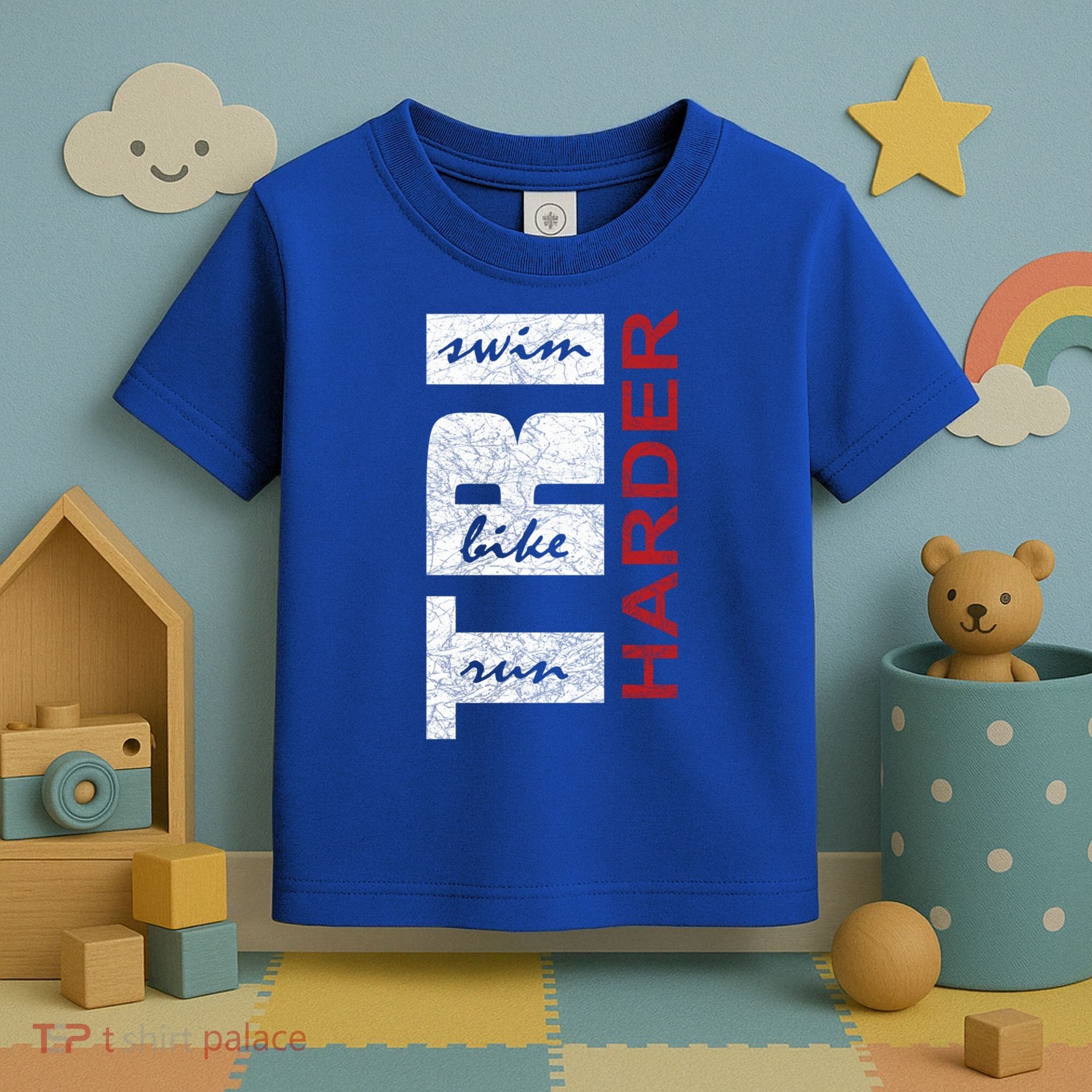 Triathletes Tri Harder Swim Bike Run Triathlon Inspired Cool Gift Toddler T-Shirt