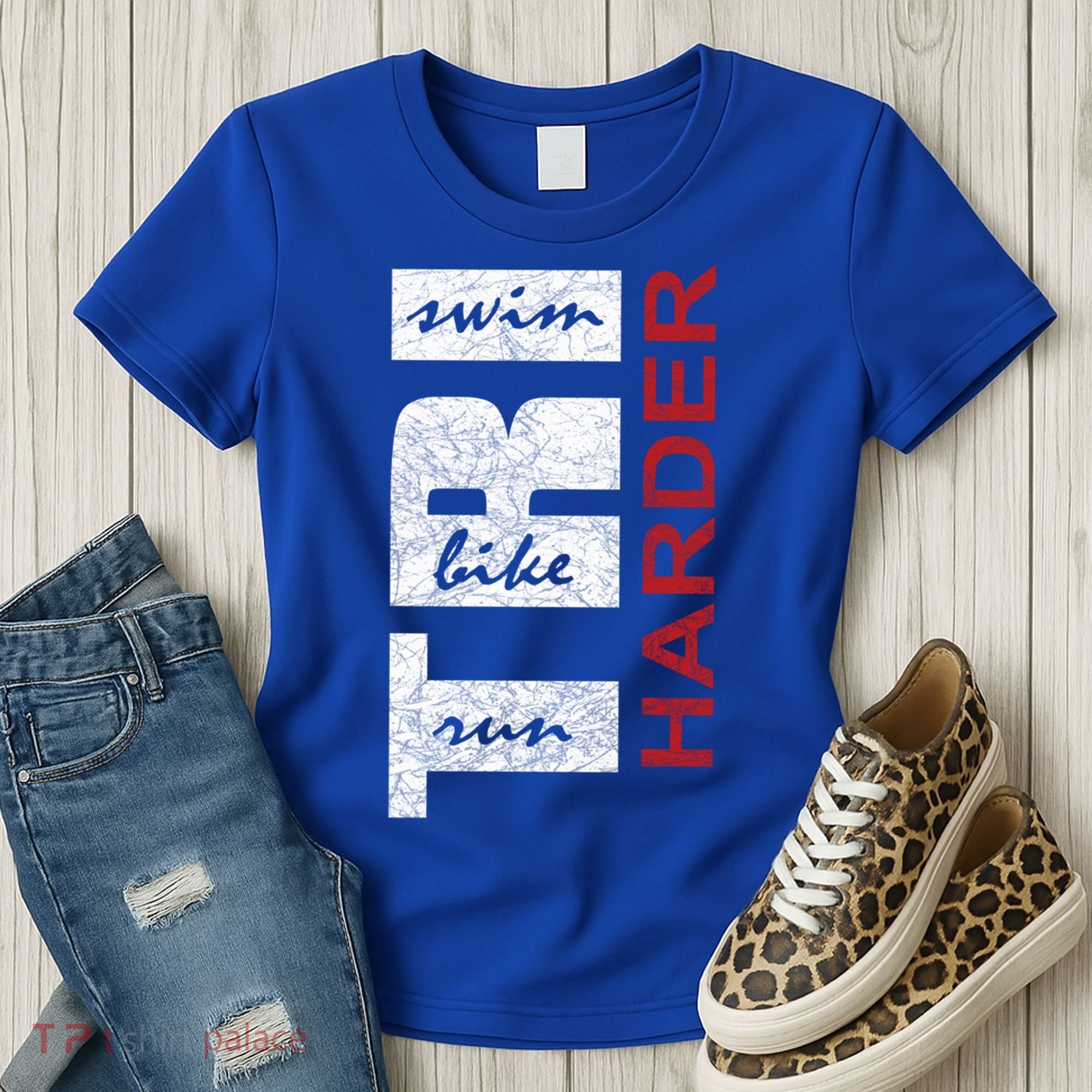 Triathletes Tri Harder Swim Bike Run Triathlon Inspired Cool Gift Women's T-Shirt