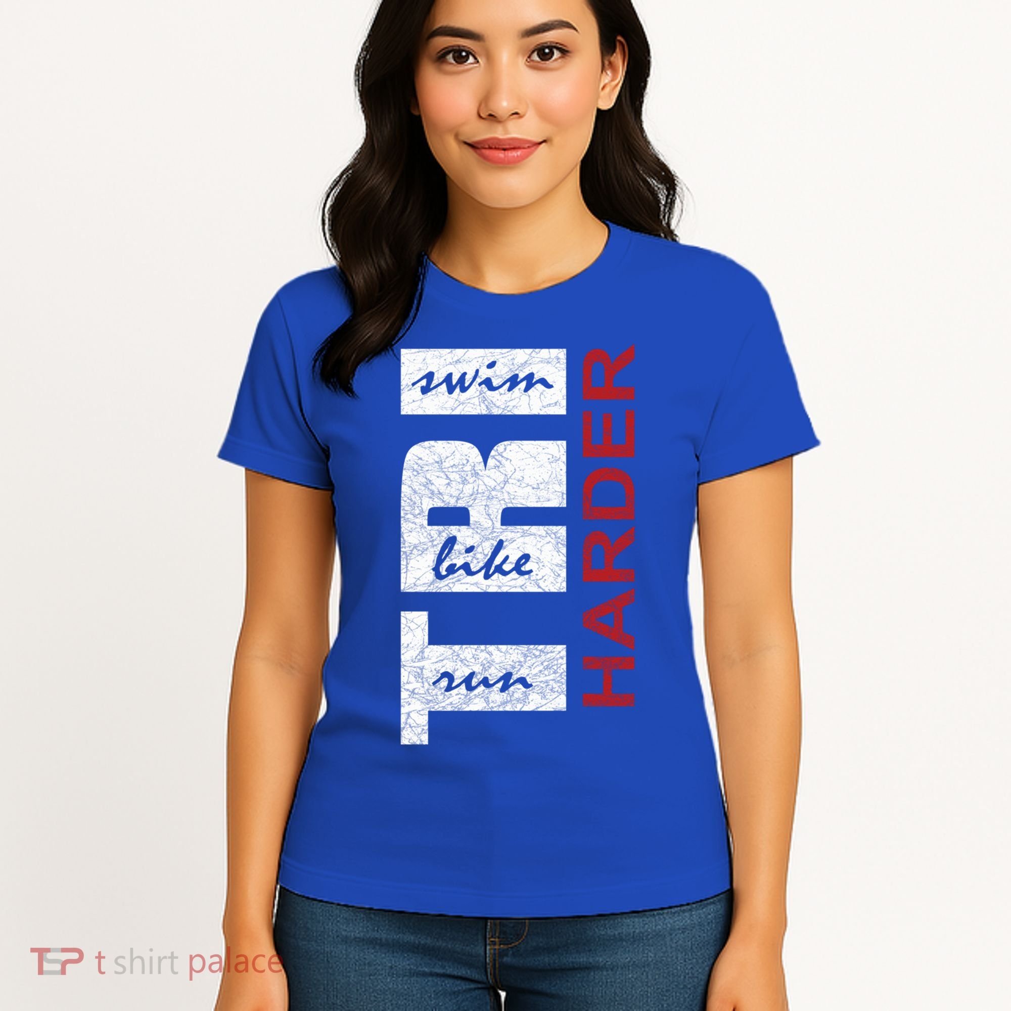 Triathletes Tri Harder Swim Bike Run Triathlon Inspired Cool Gift Women's T-Shirt