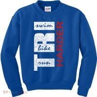 Triathletes Tri Harder Swim Bike Run Triathlon Inspired Cool Gift Kids Sweatshirt thumb 0