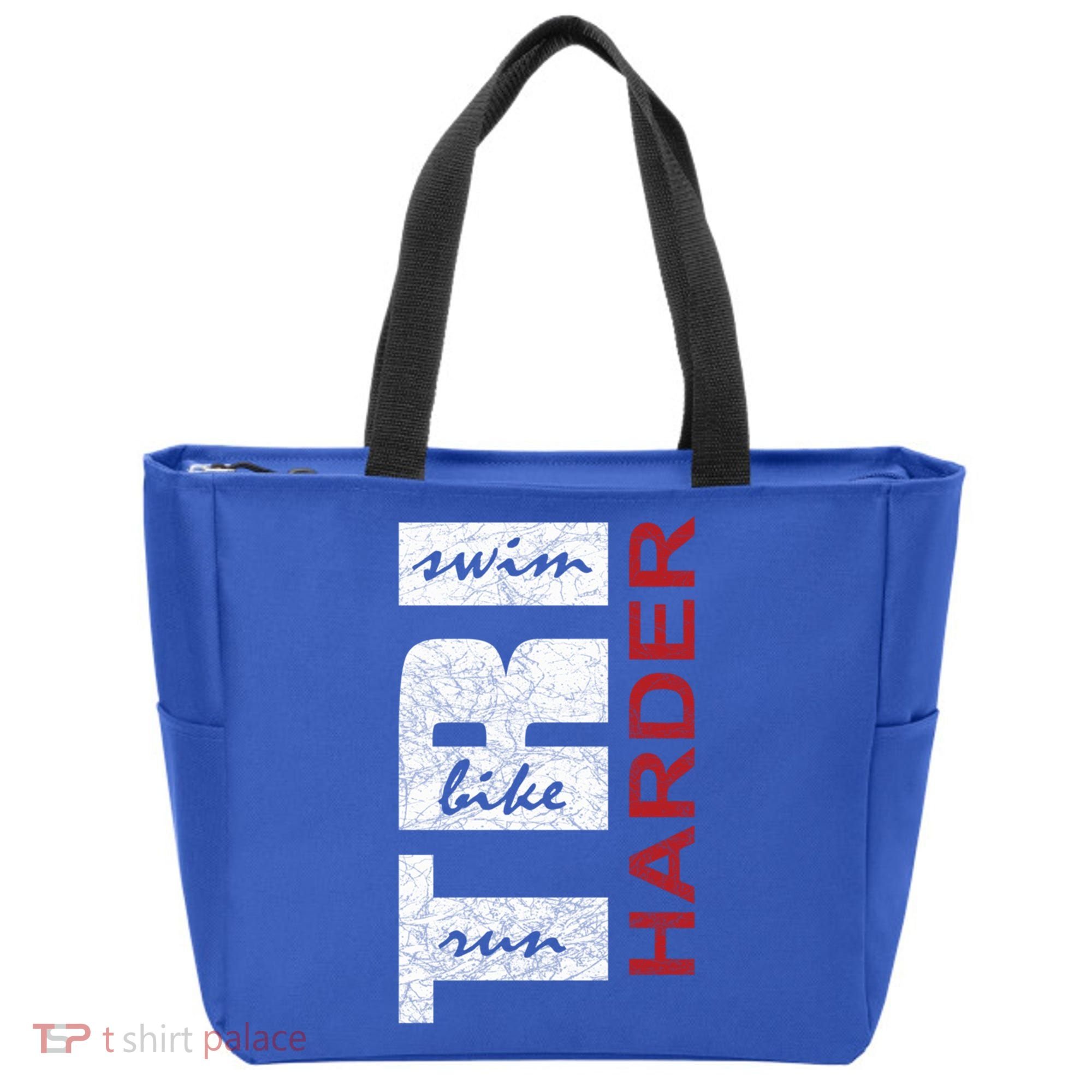 Triathletes Tri Harder Swim Bike Run Triathlon Inspired Cool Gift Tote Bag