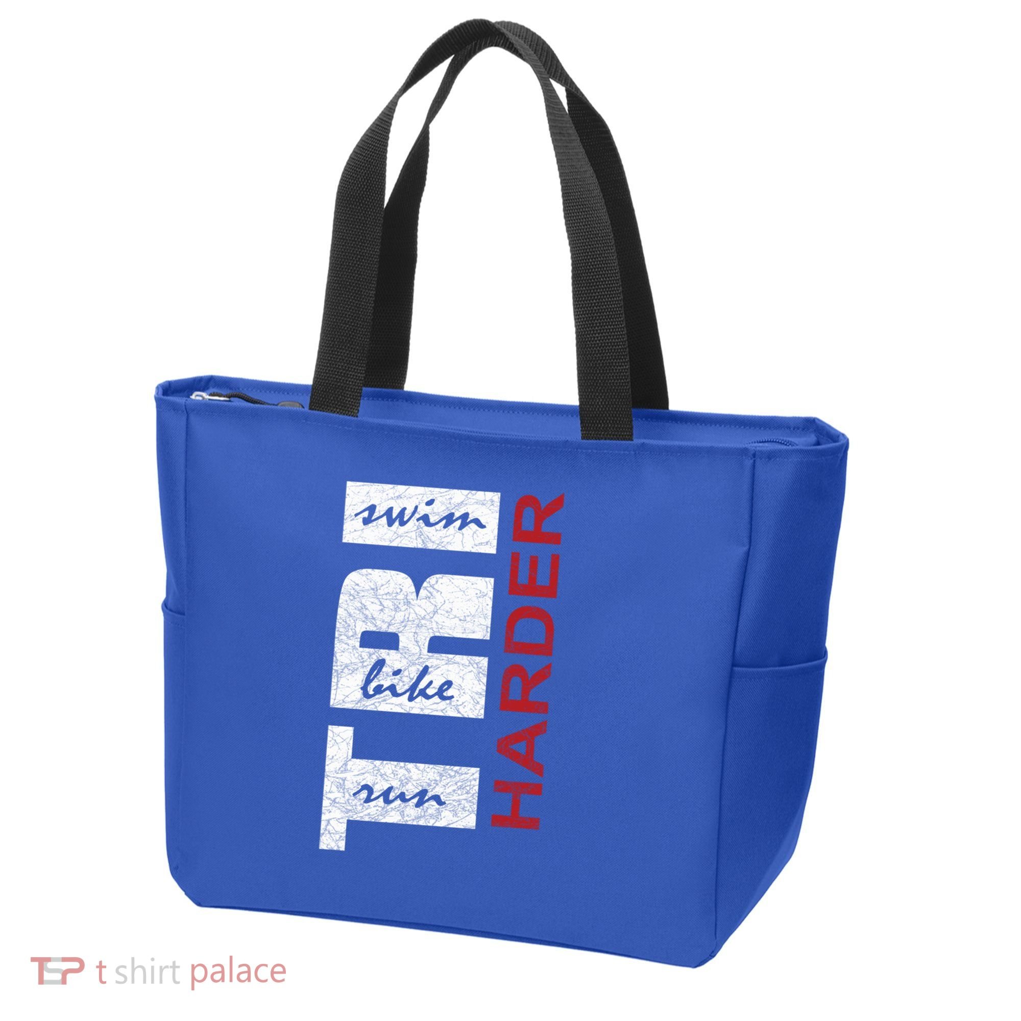 Triathletes Tri Harder Swim Bike Run Triathlon Inspired Cool Gift Tote Bag
