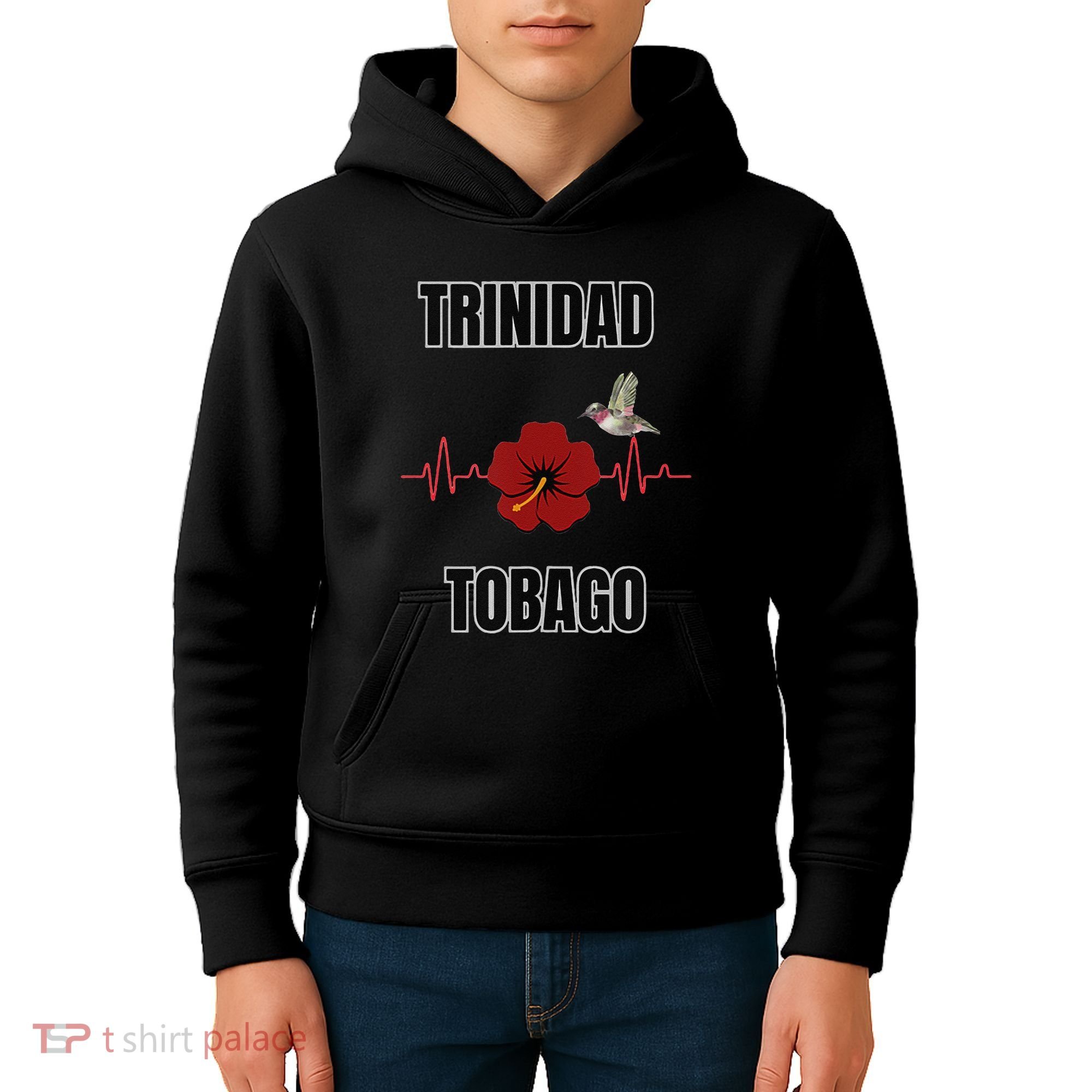 Trinidad Tobago Heartbeat Hibiscus Kids Hoodie